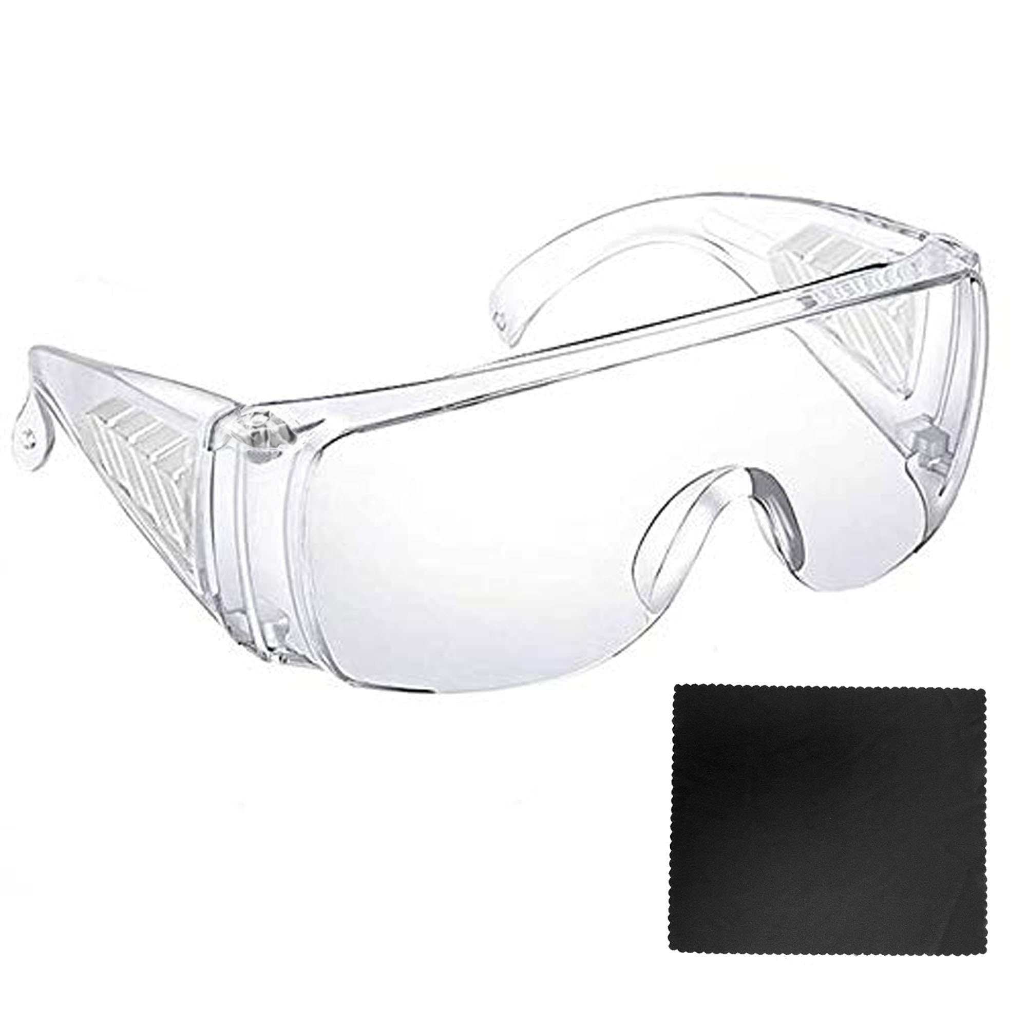 M MAGDEPO Safety Glasses Eyewear Protective with Cleaning Cloth, Clear Protective Goggle Impact Resistant Lens, Splash-Proof Polycarbonate Lenses