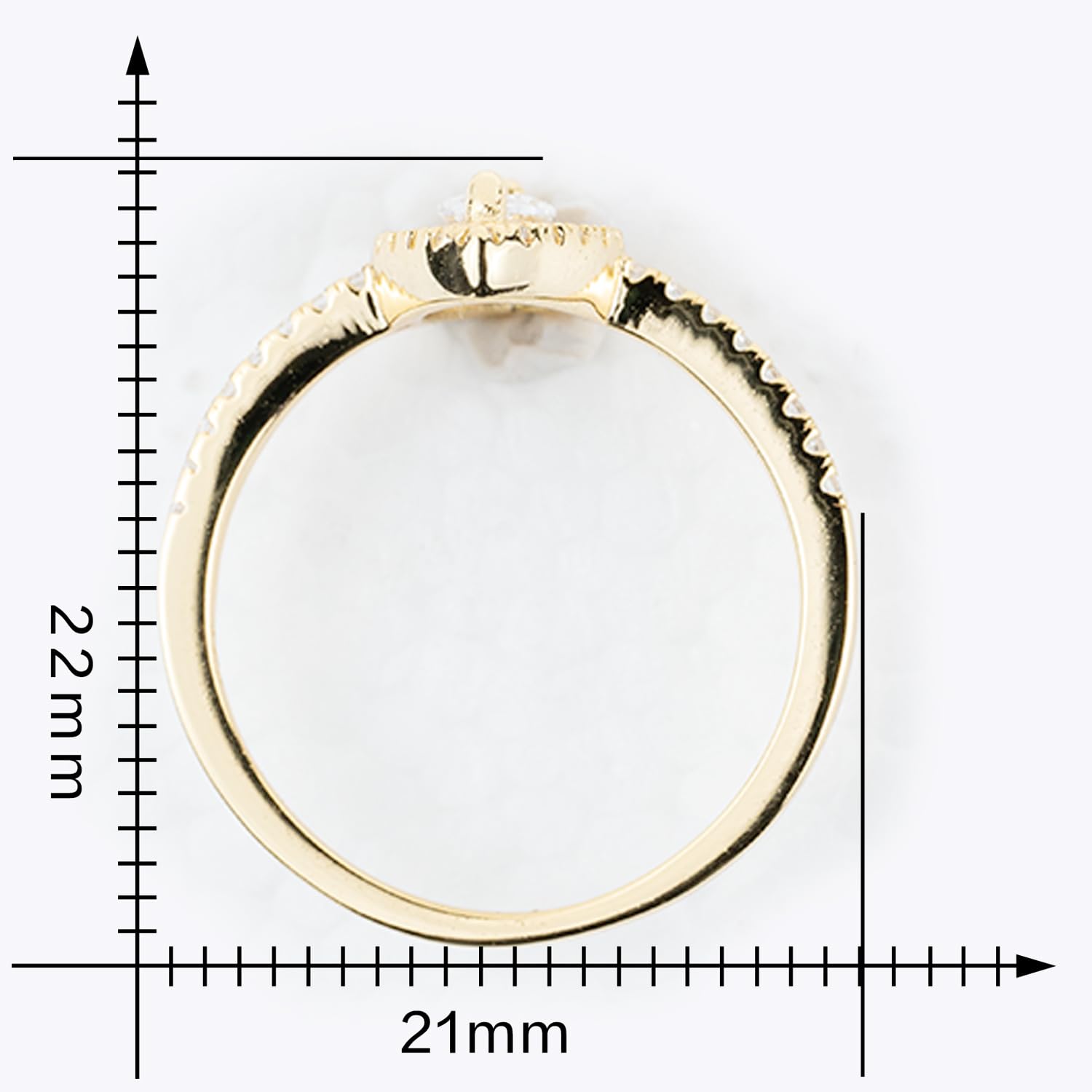 Sterling Silver Minimal Marquise Halo Ring, Solitaire Engagement - 6