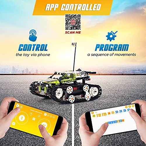 RC Tank APP Contrcol RC STEM Building Block - 400+ PCS RC Car Kit Technic - Perfect Educational Boys Toys Gift - Remote Control Cars for Kids 5 61ddkCs9QBL. AC