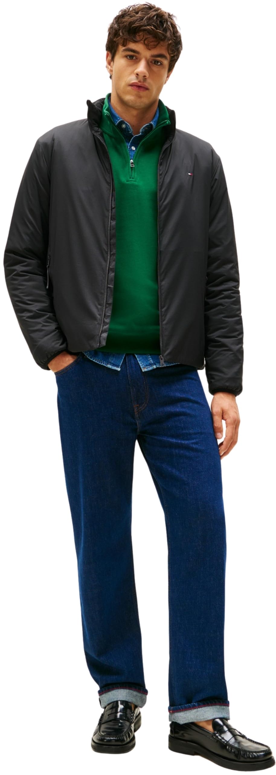 Tommy Hilfiger Herren Windbreaker Jacke Lightweight Blouson mit Stehkragen