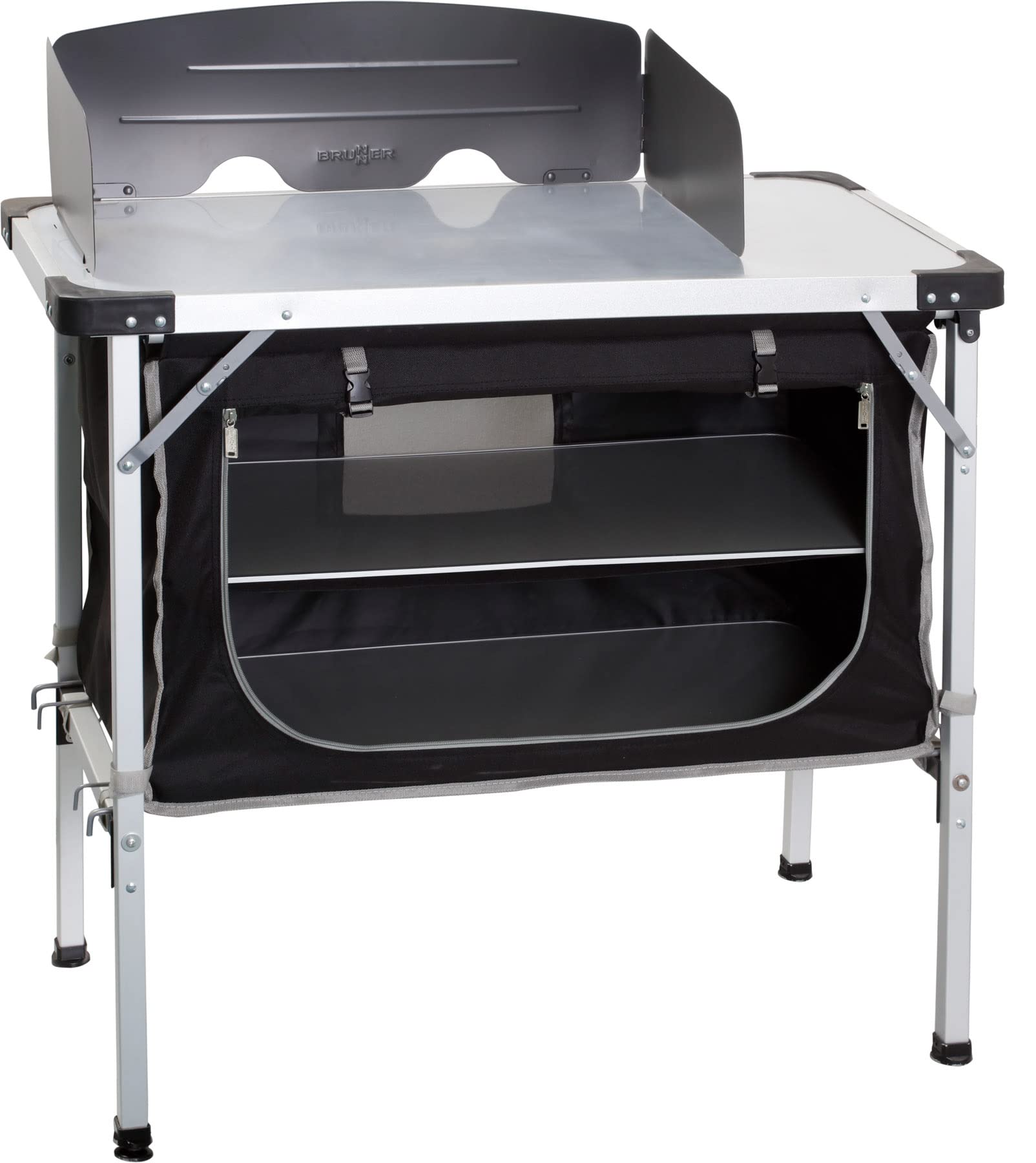BRUNNER 0426079N.C03 Chuck Box NG, Meuble de Cuisine de Camping, Jardin et extérieur, avec Plan de Travail MDF, paravent Inclus et Dimensions 90 x 50 x 82 cm
