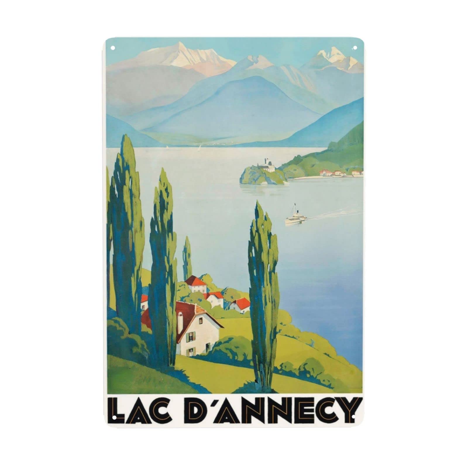 Homeoanimal Lac D'annecy Tin Sign Vintage Plaque Metal Poster Wall Decor For Home Kitchen Garage Bar Pub Art Decor Wall Poster Gift 8X12 Inches