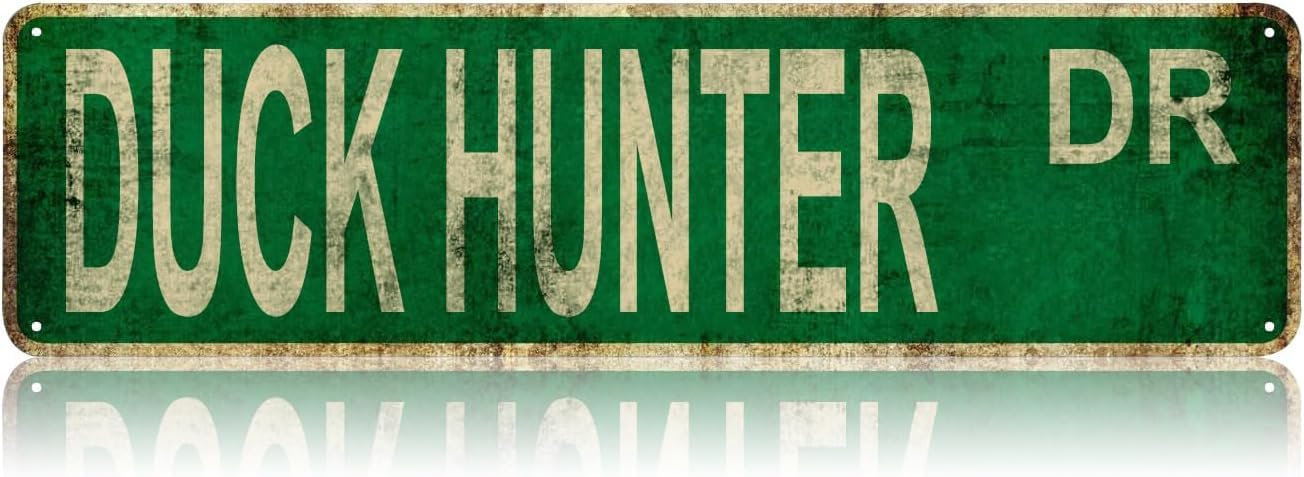 Vintage Signs Duck Hunter Dr Hunting Shot Gun Sign Street Signs Retro Metal Sign for Home Farmhouse Garage Bar Bathroom Kitchen House Man Cave and Gothic Indoor Ourdoor Decor,Aluminium 4x16 Inch