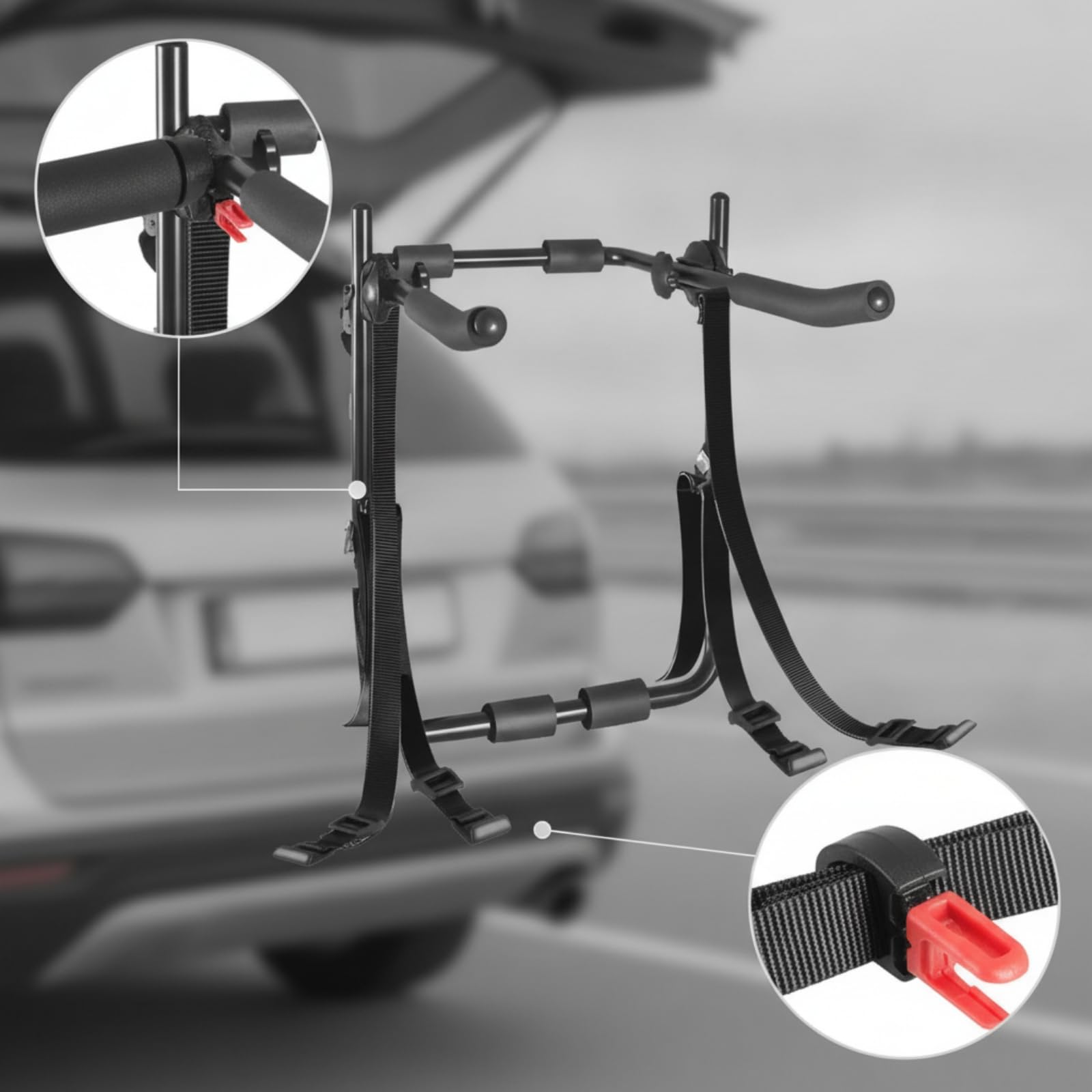 Fahrradheckträger Stabil Aufsatzträger mit Spanngurten Platzsparend Heckfahrradträger für Radfahrer, Wochenendausflüge
