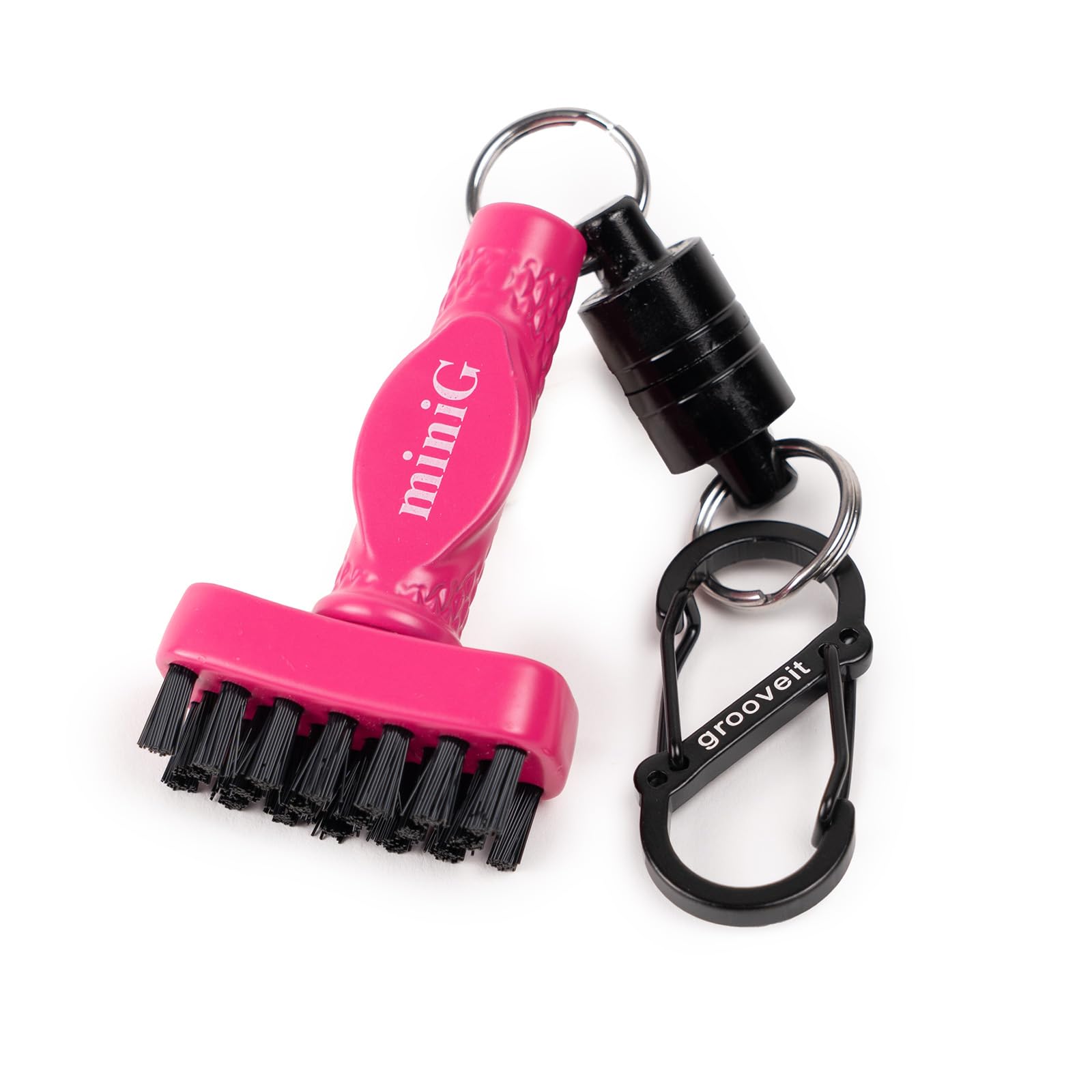 Grooveit MiniG The Dry Scrubber szczotka do mini kija golfowego, wytrzymałe nylonowe włosie, 3-letnia, część każdego zestawu do czyszczenia kija golfowego, zdejmowane, magnetyczne narzędzie