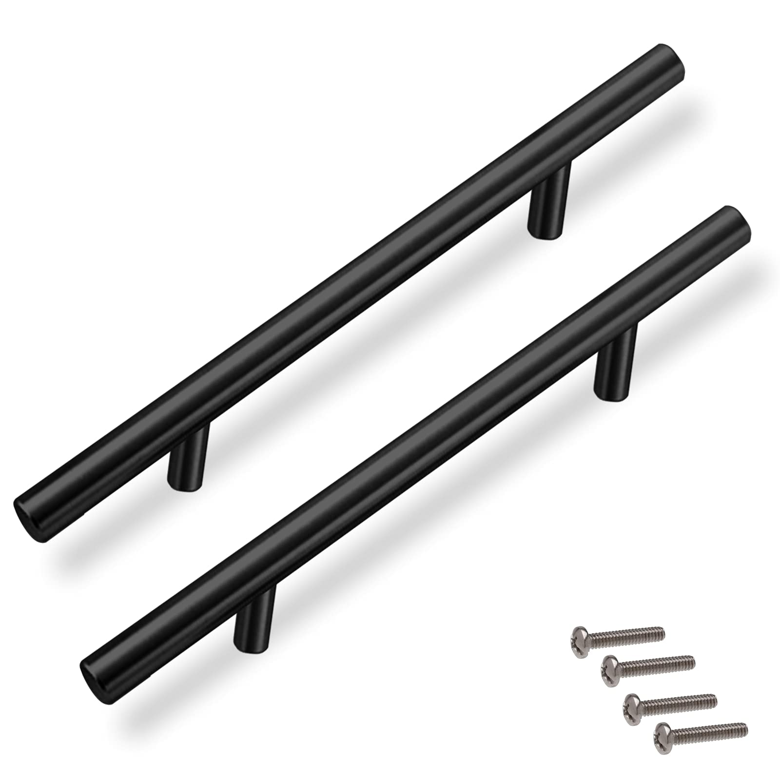 Stainless Steel Kitchen T Bar Handle Black 128mm Hole Centre