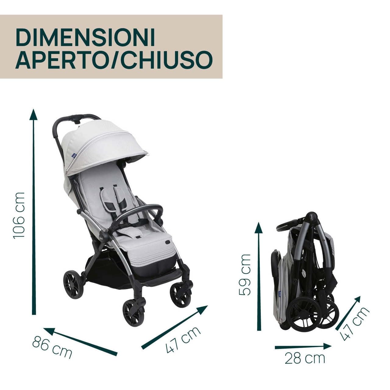 Chicco Silla de Paseo Goody XPlus, Cochechito de 0-4 años(22 kg),cierre con una sola mano,se pliega con un solo movimiento,compacto,ruedas grandes,capota extensible,respaldo ajustable en 4 posiciones