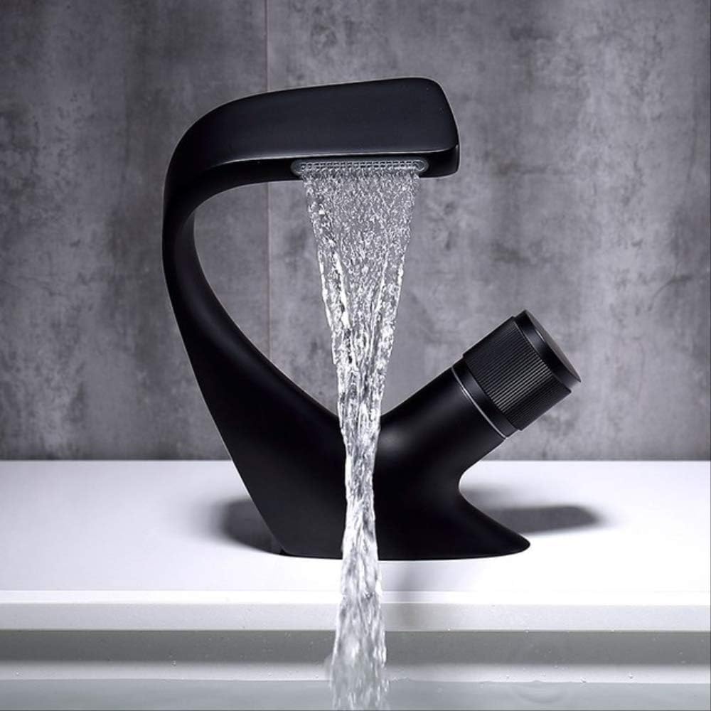 Xazlbiw Whole Black Black Faucet Bathroom Sink Faucets Hot Cold Water Mixer Crane Deck Mounted Single Hole Bath Tap Chrome Finished Whole