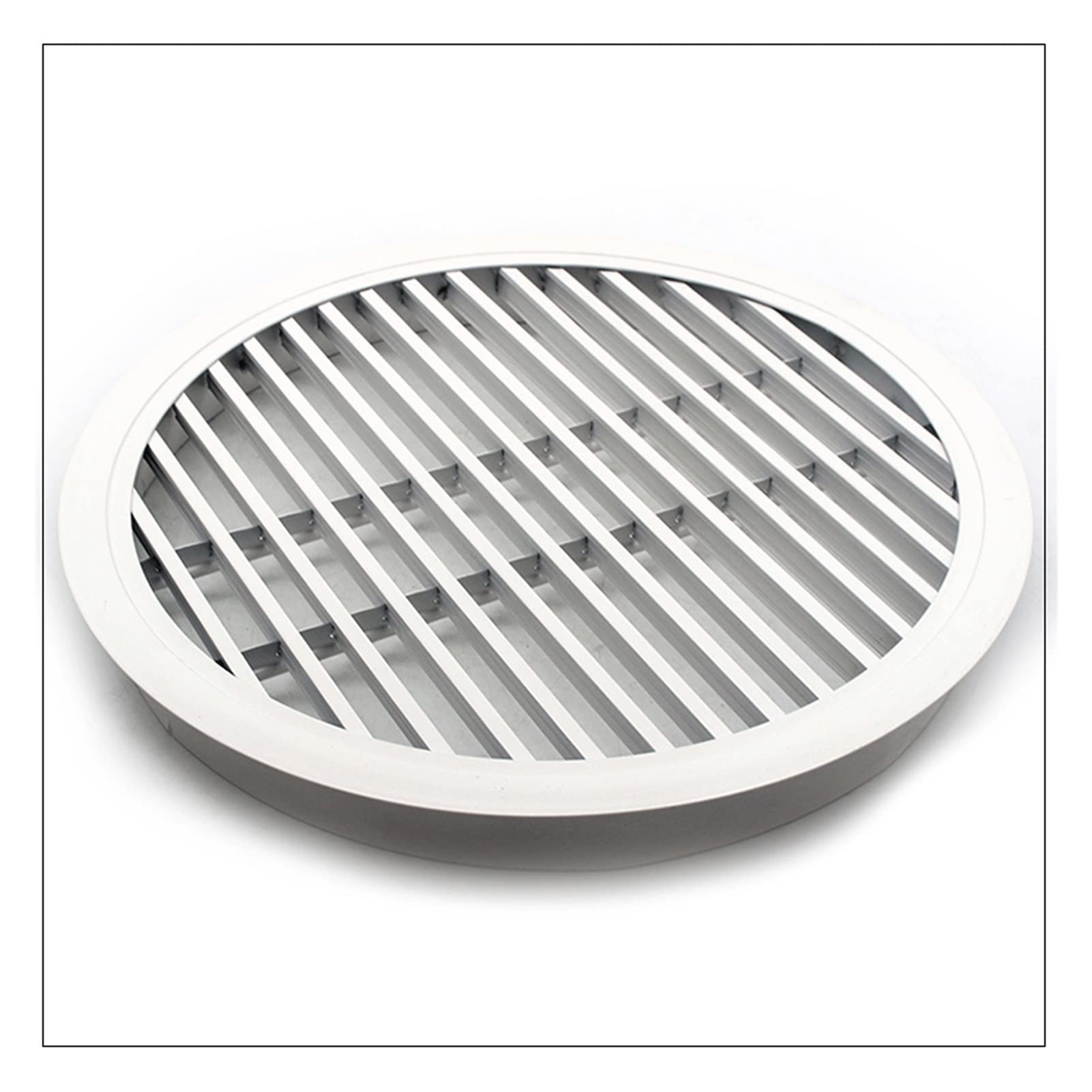 Okrągła, przeciwdeszczowa kratka wentylacyjna ze stopu aluminium | Biała okrągła przeciwdeszczowa zewnętrzna ściana wentylacyjna 20x20-65x65 cm(20CM*20CM)