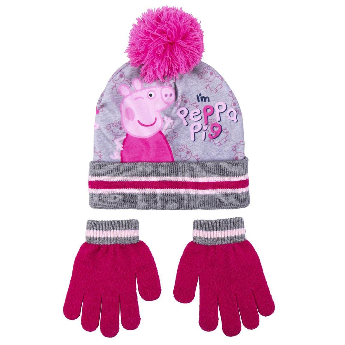 CERDÁ LIFE'S LITTLE MOMENTS 2 Piezas de Peppa Pig-Conjunto Gorro y Guantes de Invierno para Niña de Color Gris-Licencia Oficial, Talla única para Niñas
