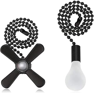 SIENON Ceiling Fan Pull Chain Set, 2Pieces Metal Decorative Fan Pull Chain Pendant Extension, 12 Inches Lighting & Fan Beaded Ball Fan Cord Extender Ornament with Connector (Black)