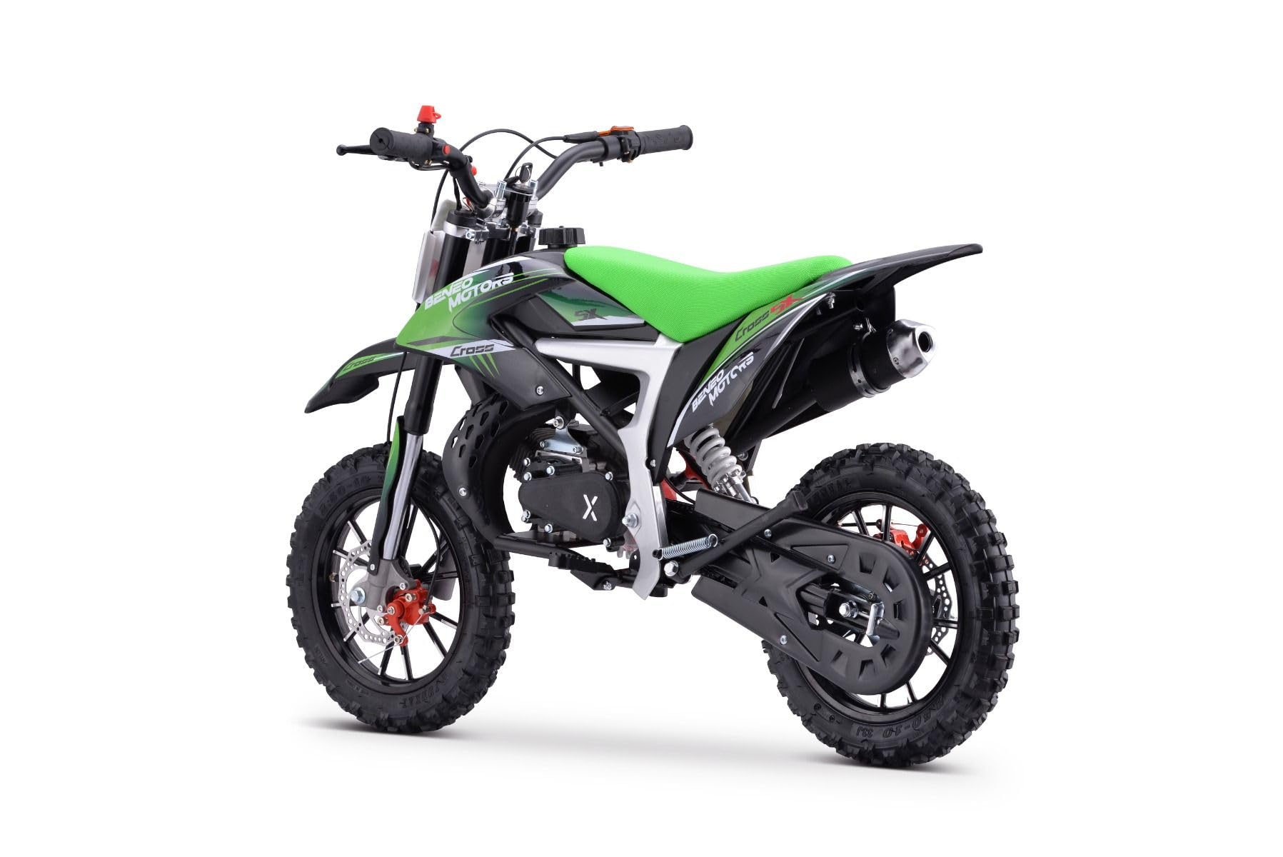 Motocross für junge Fahrer Beneo Motors CROSS SX Grün - 50cc Dirtbike Dirt Bike CrossBike DirtBike pocket 50cc Pitbike PocketBike Motocross Motorrad Motorbike