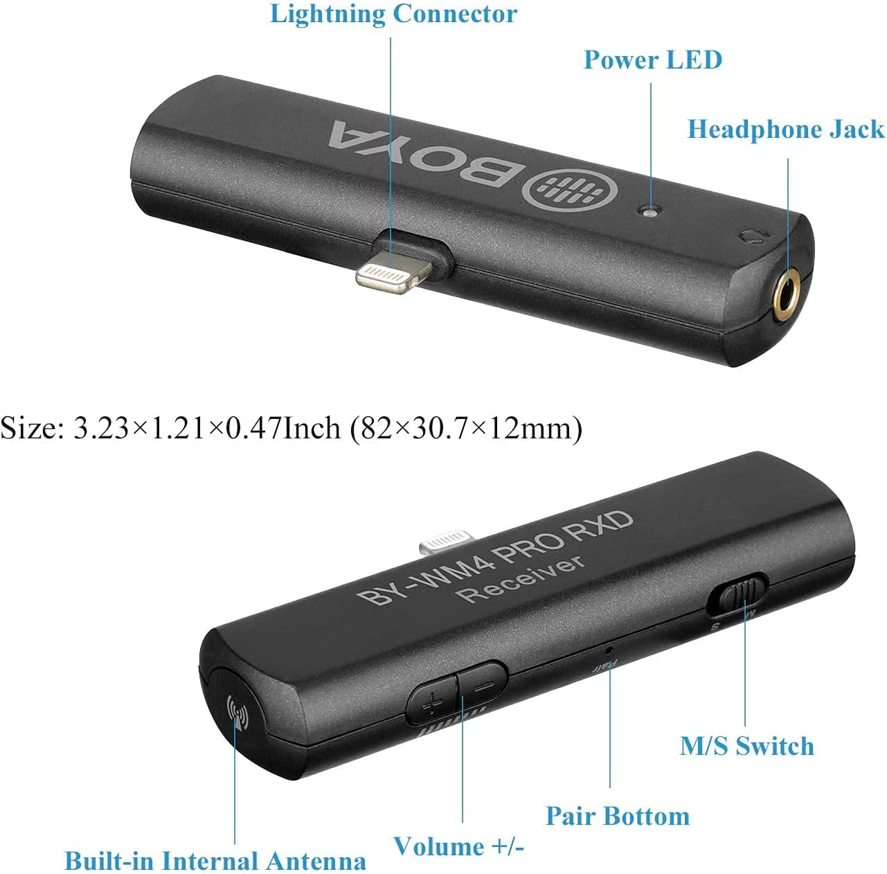 Boya 2.4G Wireless Microphone Kit for iOS Devices 1+2, Black, (BY-WM4PRO-K4)
