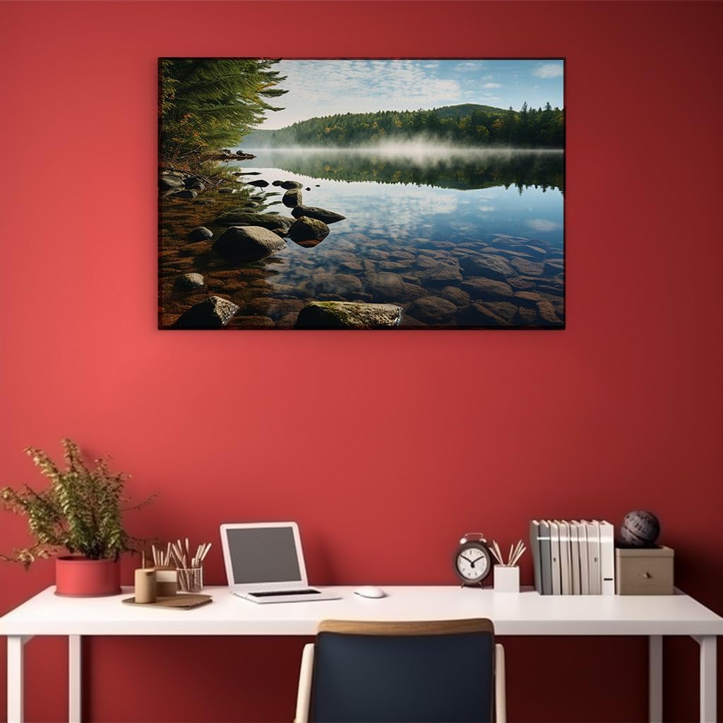 Canvas for Living room. Whispering Waters: A Portrait of Serene Nature's Embrace, 27 x 18 inch Canvas Wall Art - Contemporary Masterpieces - Modern Home Decor - 69x46 cm (27x18 inch)