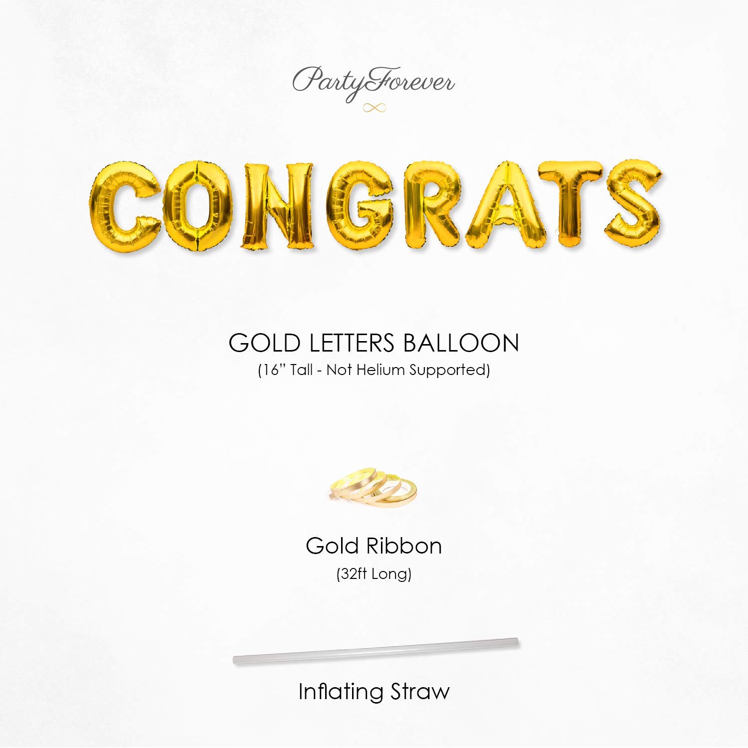 16 Inches 'CONGRATS GRAD' Graduation Letter Balloons Banner For High School