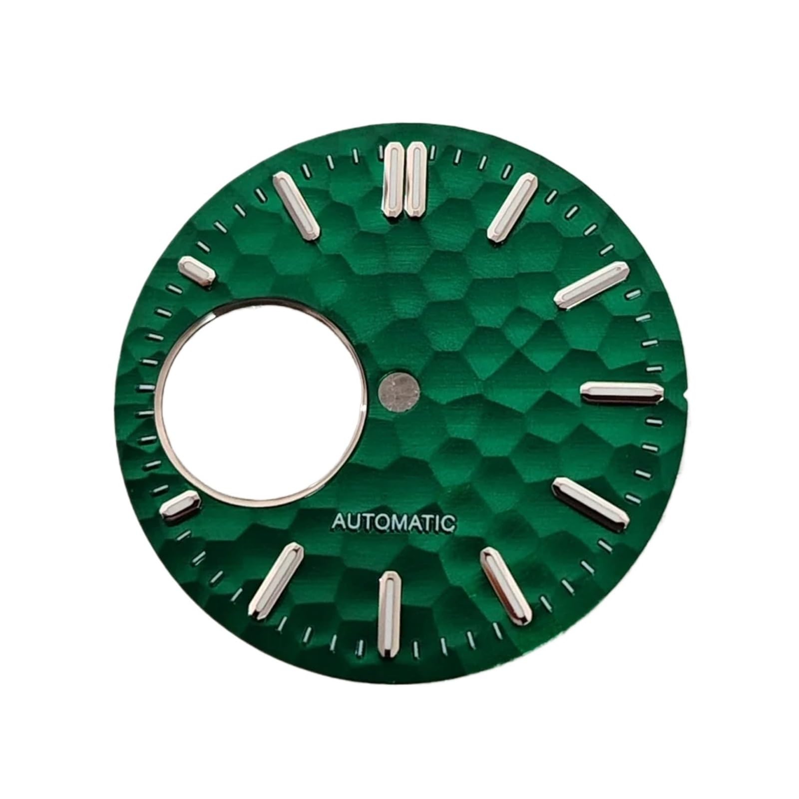 Geometrisches, personalisiertes Zifferblatt, grün, leuchtend, 28,5 mm, kompatibel mit NH38-Uhrwerk