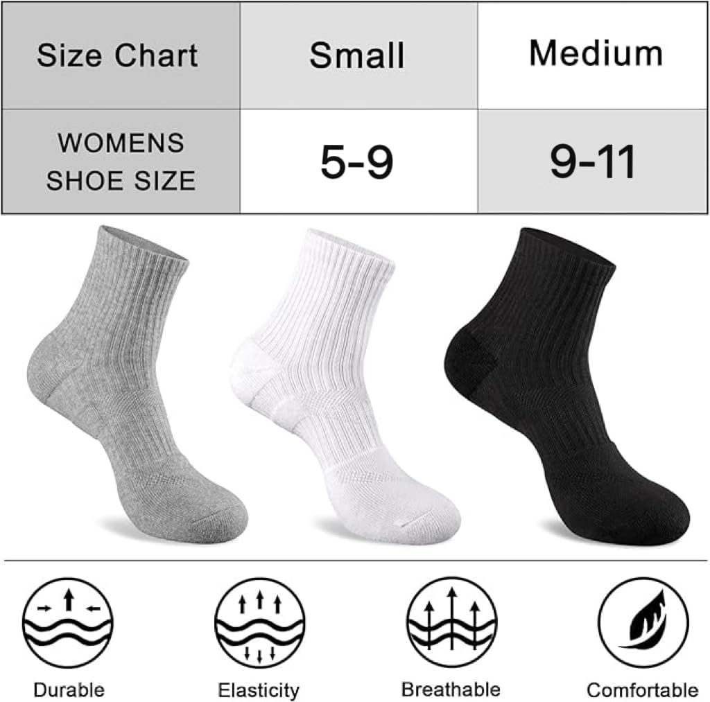 COOPLUS Womens Ankle Socks Athletic Cushioned Running Cotton Quarter Socks for Women 6 Pairs - Image 3