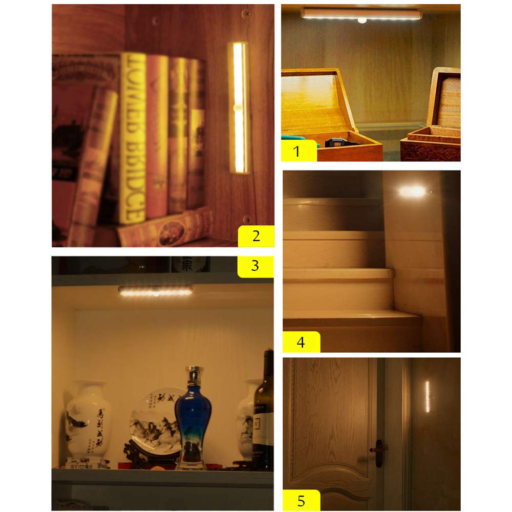 La luz del Sensor, Armario de luz, luz de Noche LED portátil, 30 LED, Recargable, con Control Remoto, Luces inalámbrico, Pasillo Gabinete Escalera Armarios (3 Pack),White Light