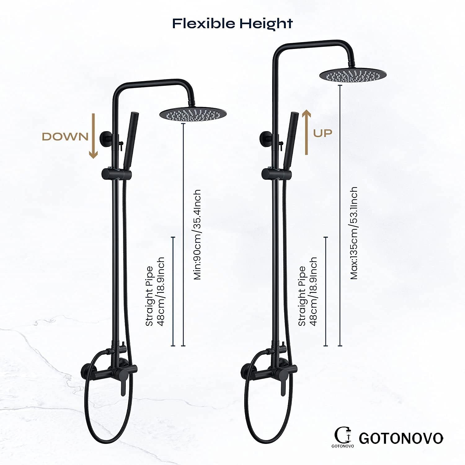 gotonovo Outdoor Shower Faucet Matte Black 304 Stainless Steel Shower Head with Handheld Spray Single Handle Bathroom Faucet Rough in Valve Included Bathroom Sink Faucet Single Lever Handle - - 