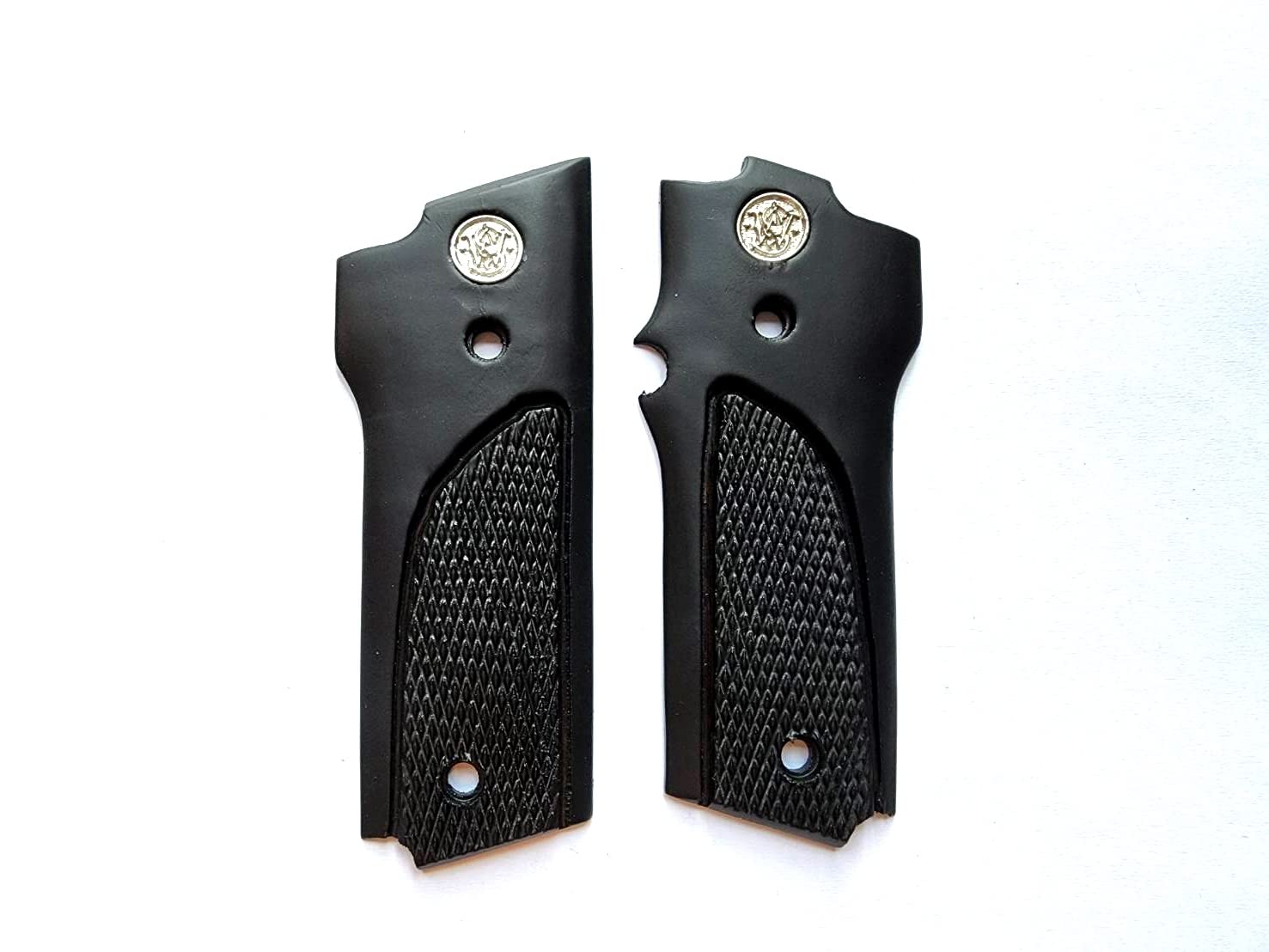 [BMPL**] Hardwood Gun Grips Compatible Replacement for Smith and Wesson S&W Model 59 459 659 9 Mm Checkered, New Handmade Handcraft,Black