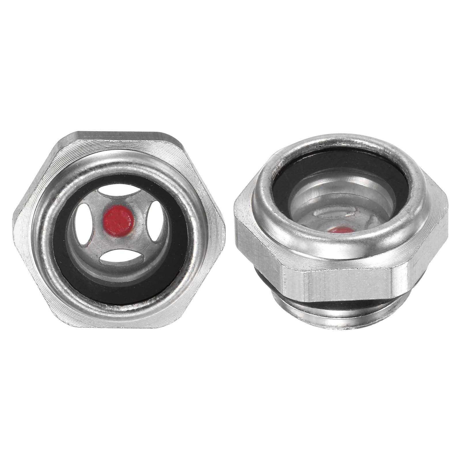 M METERXITY 2-Pack Air Compressor Oil Sight Glass, M16 x 1.5mm Toughened Glass No Leak Hex Oil Liquid Level Gauge Fittings W O-Ring for Air Compressor/Pump/Tank Sight Plug Window