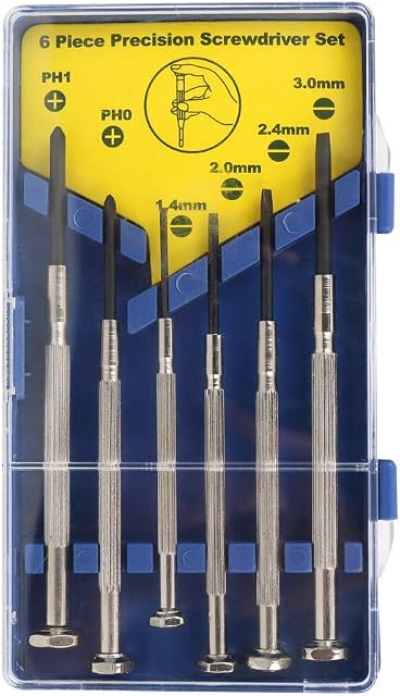 6Pcs Mini Screwdriver Set, Eyeglass Repair Screwdriver, Precision Repair Tool Kit with 6 Different Size Flathead Ideal for Watch, Jewelers (1 Pack)