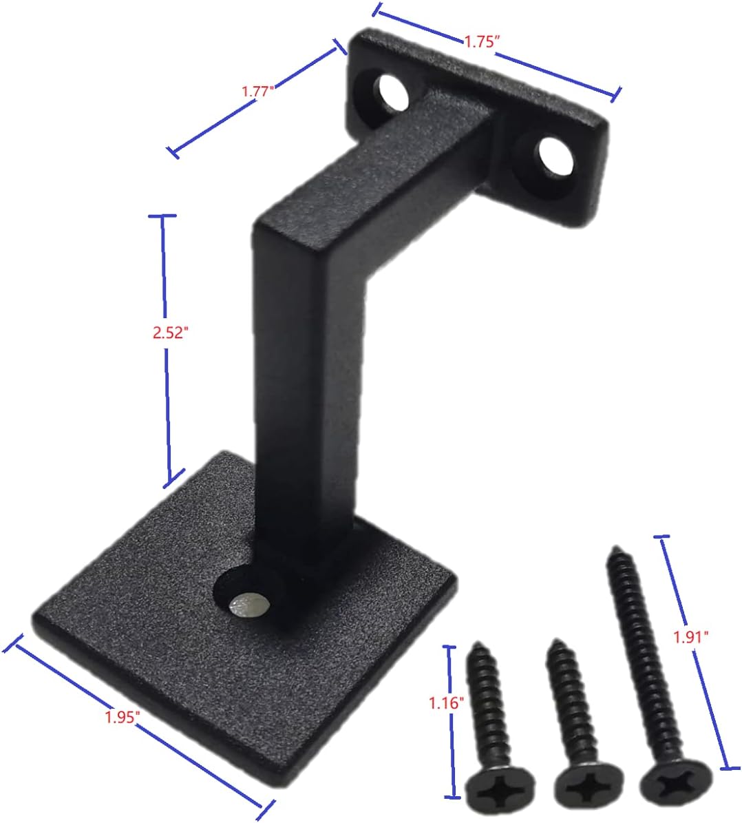 Square Handrail Brackets for Staircase Stair Railing Brackets with Screws (Pack of 5) (Textured Black)