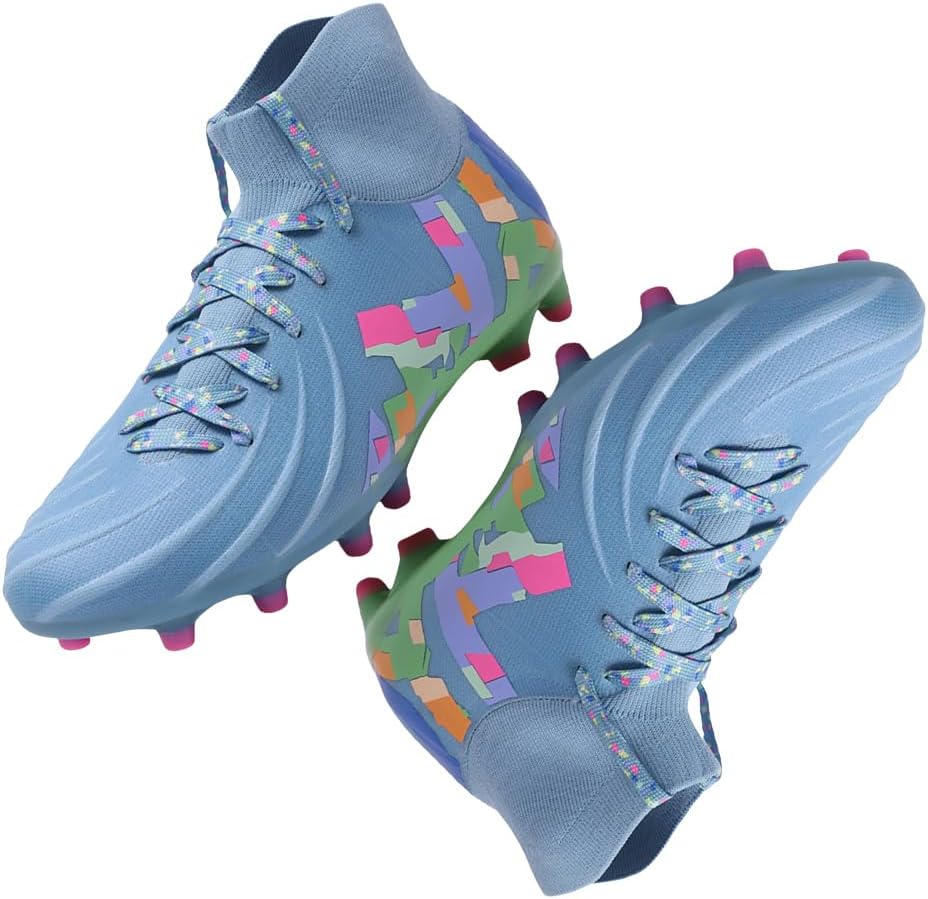 HESBITEUL Soccer Cleats Outdoor for Boys Training: High Top Football Cleats for Firm Ground