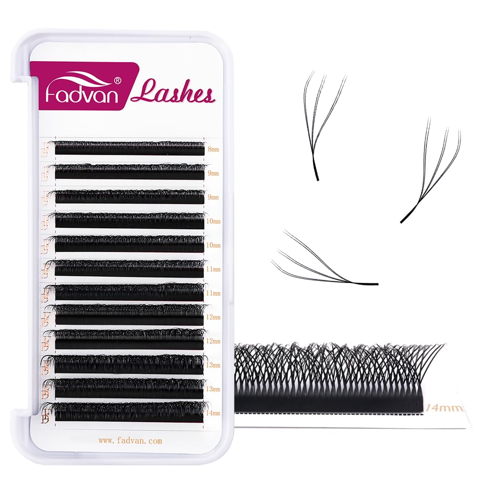 FADVAN Extensión de Pestañas Doble Capa 3D W(6D W)0.07D Curl Mix 8-14mm Pestañas Volumen Individuales Abanicos Pestañas Postizas Prefabricadas