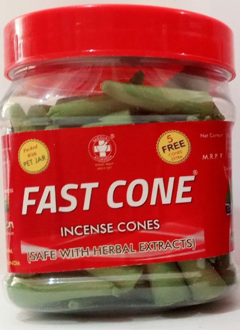 Sadguru Ayurveda Fast Cone Insence Cone | Incense Cones for Fragrance |Dhoop Cones for Pooja| -Pack of 6 JAR