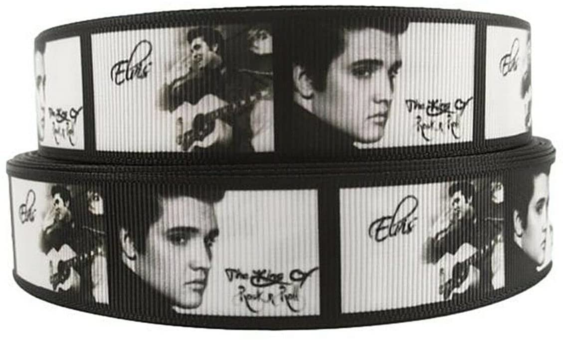 Elvis The King Of Rock Ribbon - 1 Inch Wide Music Theme Craft Ribbon Sold By Yard