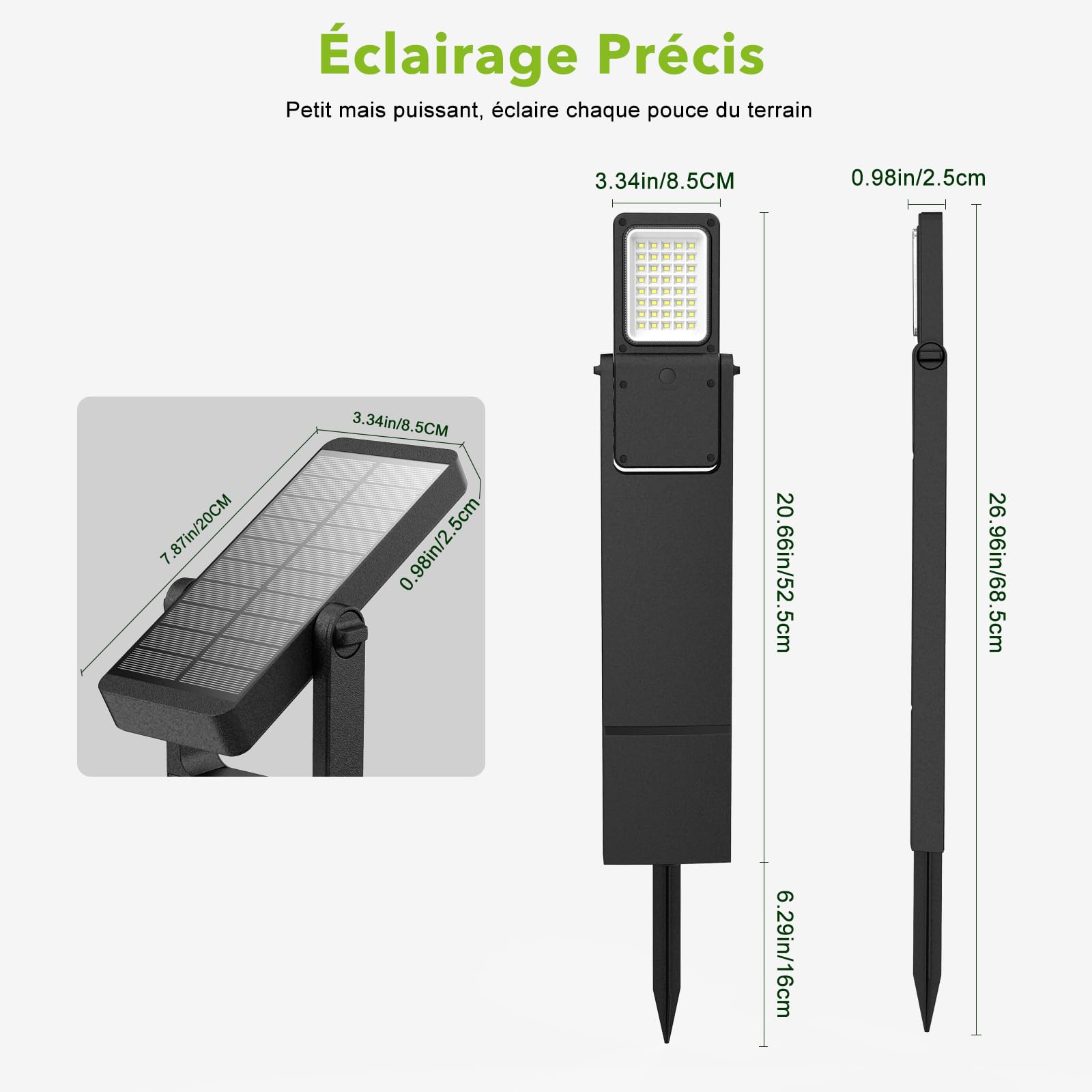 OUSFOT Lampe Solaire Exterieure Jardin 6 Pièces 40 LED, Spot Solaire Exterieur avec Deux Niveaux de Luminosité, Lumiere Solaire Étanche IP65, Borne Eclairage Exterieur pour Jardin, Cour, Allée, Chemin