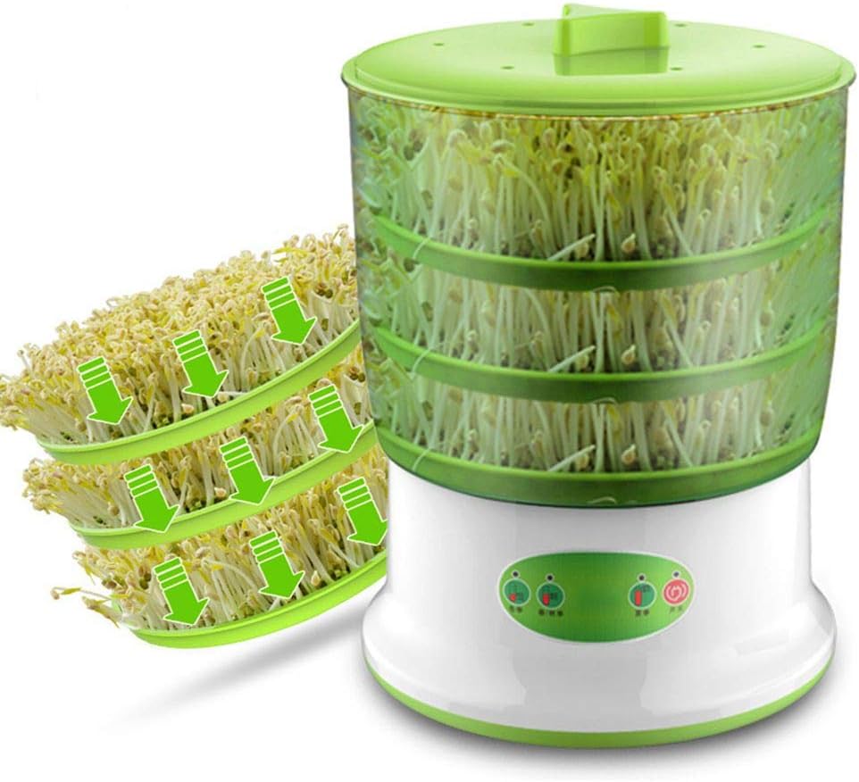 Bean Sprouts Machine 220V Automatic Seed Sprouter, Household Large Capacity Seed Grow Cereal Tool, Atomatic Watering System (3 Layers)