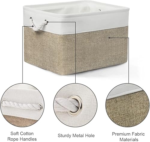 Miniatura 5 de Contenedores de organización y almacenamiento para estantes, 17 x 15 x 12 pulgadas, paquete de 2 cubos de almacenamiento de tela, canastas plegables