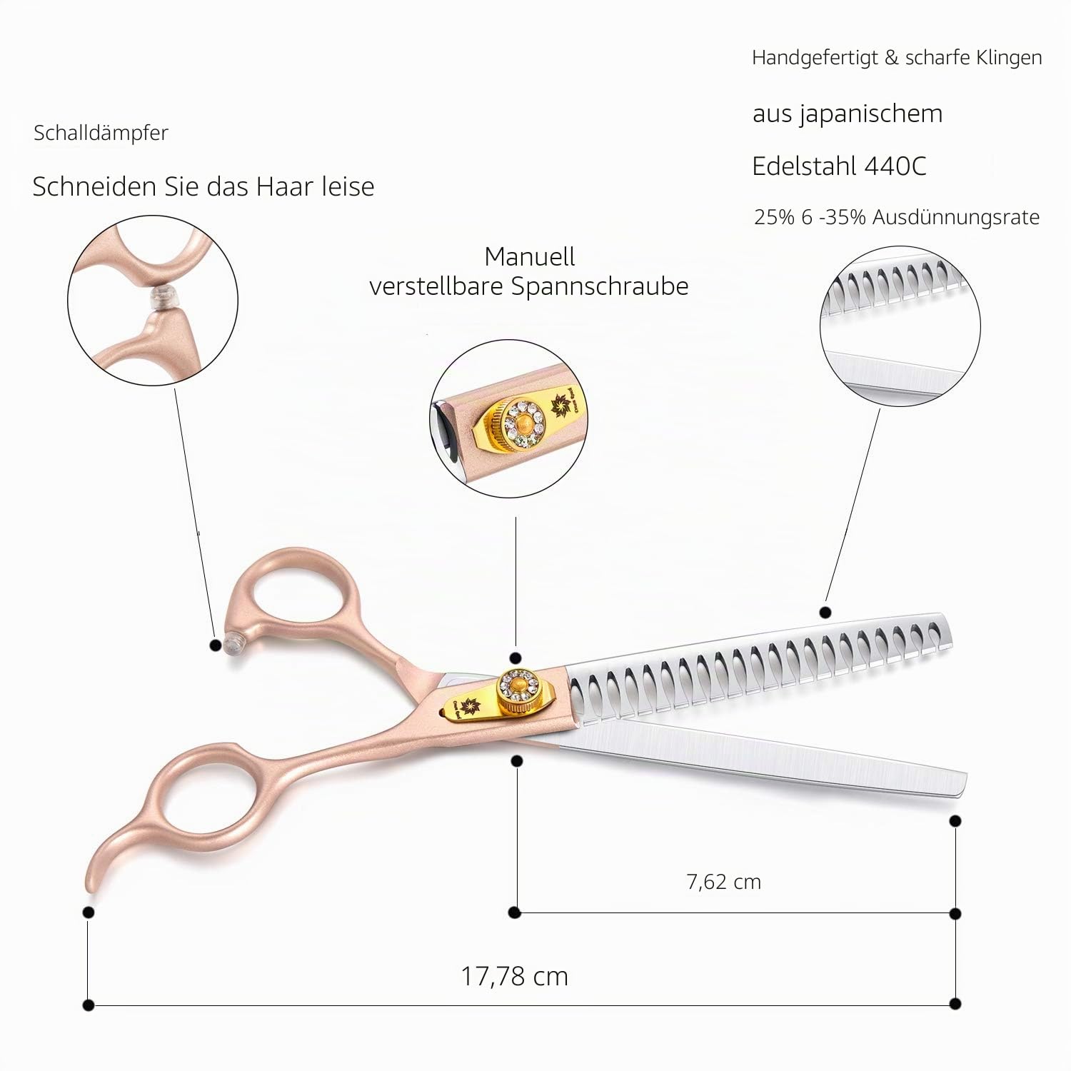 Dream Reach Fellschere Hundeschere 7 Inch professionelle Haustierpflege Chunker-Schere Effilierschere aus 440C japanischer Edelstahl für Hunde Katze 25%-35% Ausdünnungsrate (7-Zoll-Chunker-Schere)