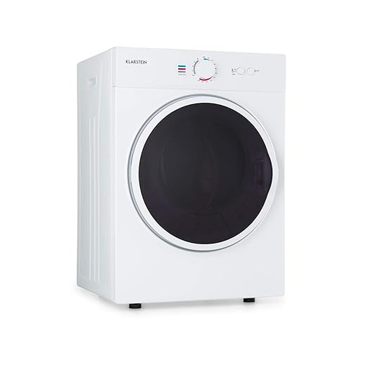 Klarstein Jet Set Tumble Dryer: Drain Dryer, 1020W, CEE C, 3 kg, Heat Selection, Timer, Compact: 49 x 69 x 47.5 cm (L x H x D), Stainless Steel Drum, White