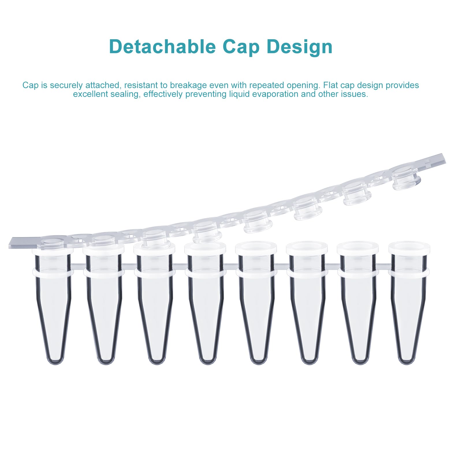 stonylab 8-Strip Tubi PCR, Pareti Sottili con Capsule Piane, 200 Pezzi, Cristallo Trasparente per Ottimale qPCR e Ciclo Termico PCR, 0.2 ml