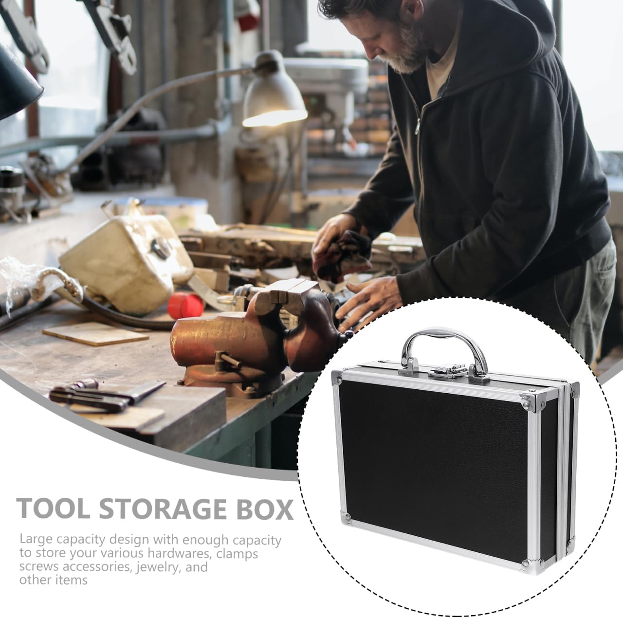 Yardwe Aluminum Tool Box Portable Hard Shell Briefcase Multi-Functional Carrying Case for Small Tools Electronics Travel Organizer 9.06X6.29X2.75 Inches