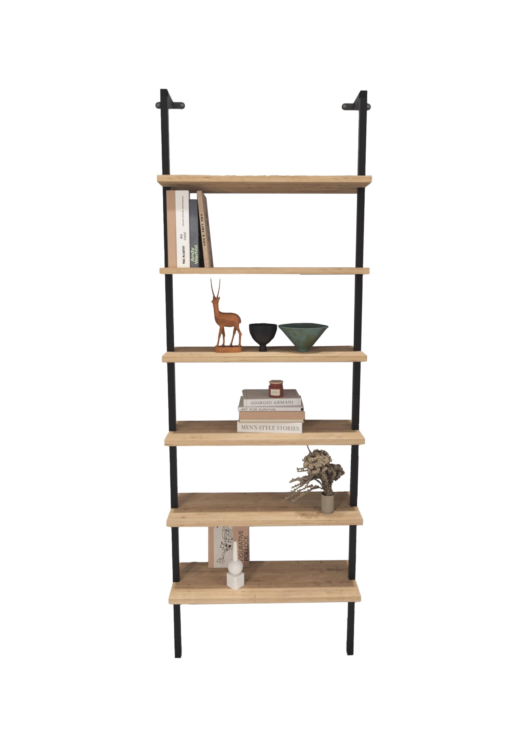 HOGAR24 ES - Estantería de Pared de Estilo Industrial con baldas en melamina Color safir y Estructura de Acero en Negro (Alto 183 / Ancho 60 / Fondo 20) cm