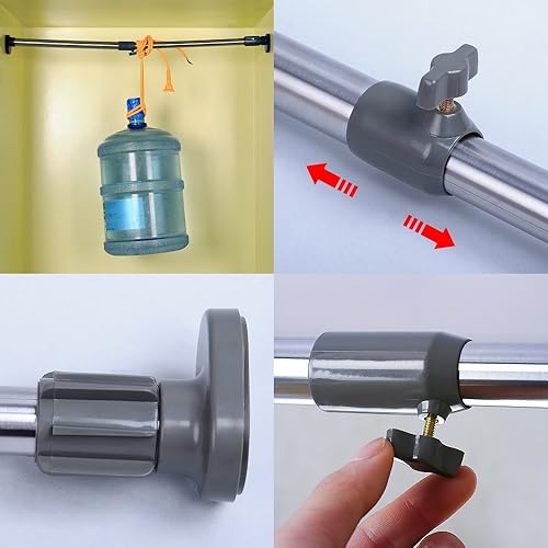 Miniatura 6 de BAOYOUNI Barra de cortina de ducha ajustable para armario, armario, barra de tensión para ventana, barra colgante de 1.000 in de diámetro para baño,