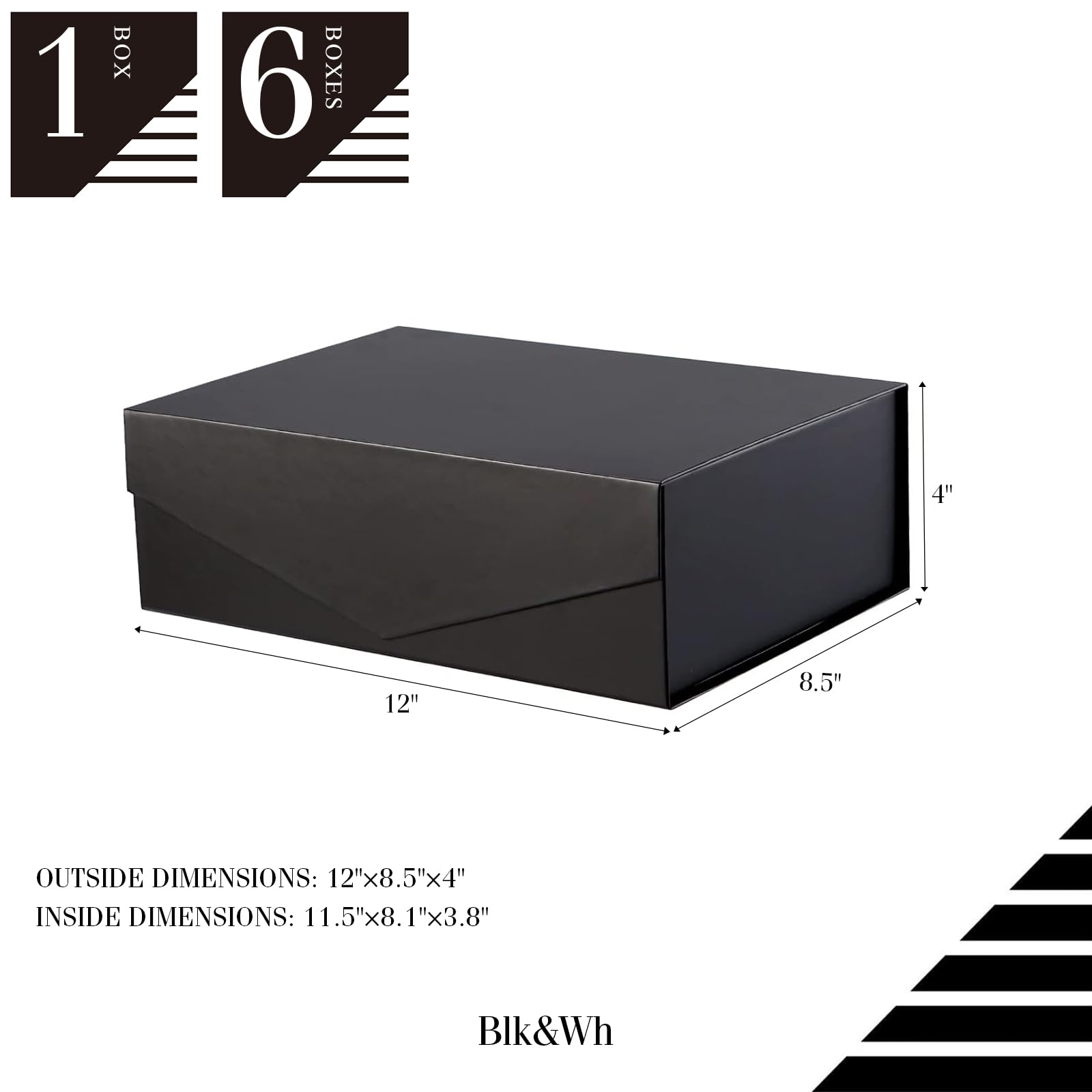 Amazon.com: BLK&WH Gift Box 11.5x8.1x3.8 Inches, Black Gift Box 