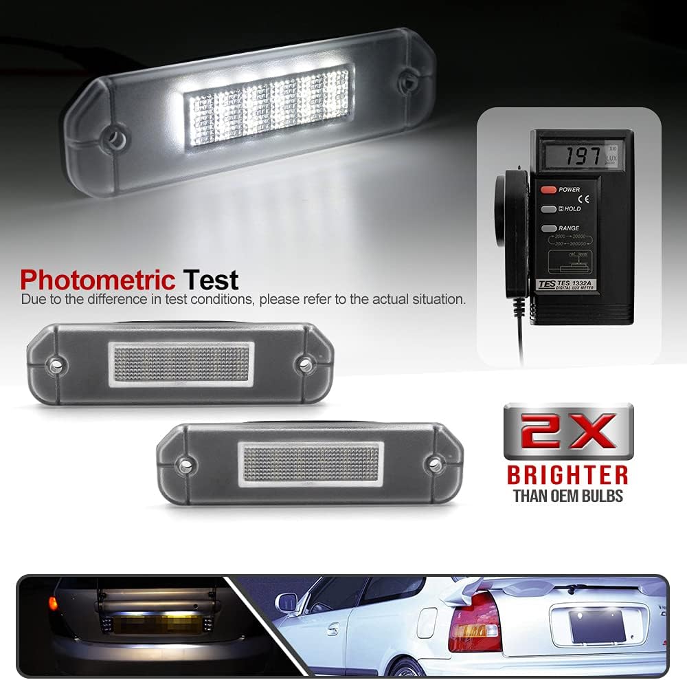 2Pcs LED License Plate Lights Number Lamp for Hon'da CR-X/Civic Del Sol Civic Coupe Powered by High Power SMD Xenon White LED Error Free