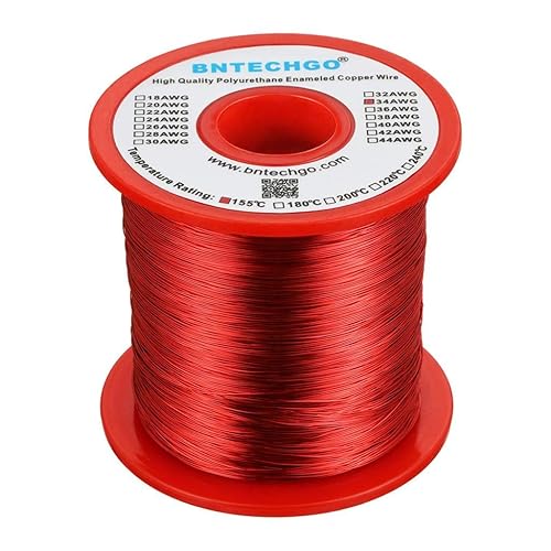 Miniatura 52 de BNTECHGO - Alambre magnético de calibre 16 a 38°AWG - Alambre de cobre esmaltado - Alambre para embobinar magnético esmaltado 1 rollo rojo Rojo 4 oz