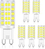 OHLGT G9 LED Light Bulb Daylight Dimmable 6W,(60W Halogen Equivalent),6000K 120V No-Flicker G9 Bi Pin Base LED Bulbs for Chandeliers, Home Lighting 360° Beam Angle,600LM 6 Packs