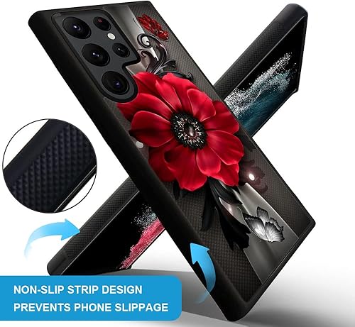 Miniatura 2 de Funda compatible con Samsung Galaxy S22 Ultra, diseño de patrón duro de policarbonato duro, funda protectora de TPU suave antideslizante para