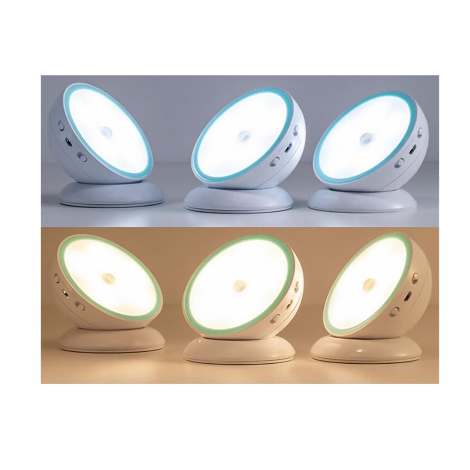 Unterschrank Leuchten LED Sensor Nachtlicht AAA USB Aufladbare PIR Wand Lampe 360 ​​Grad For Innen Kleiderschrank Schlafzimmer Küche Schrank Treppen Beleuchtung(USB Rechargeable,B)