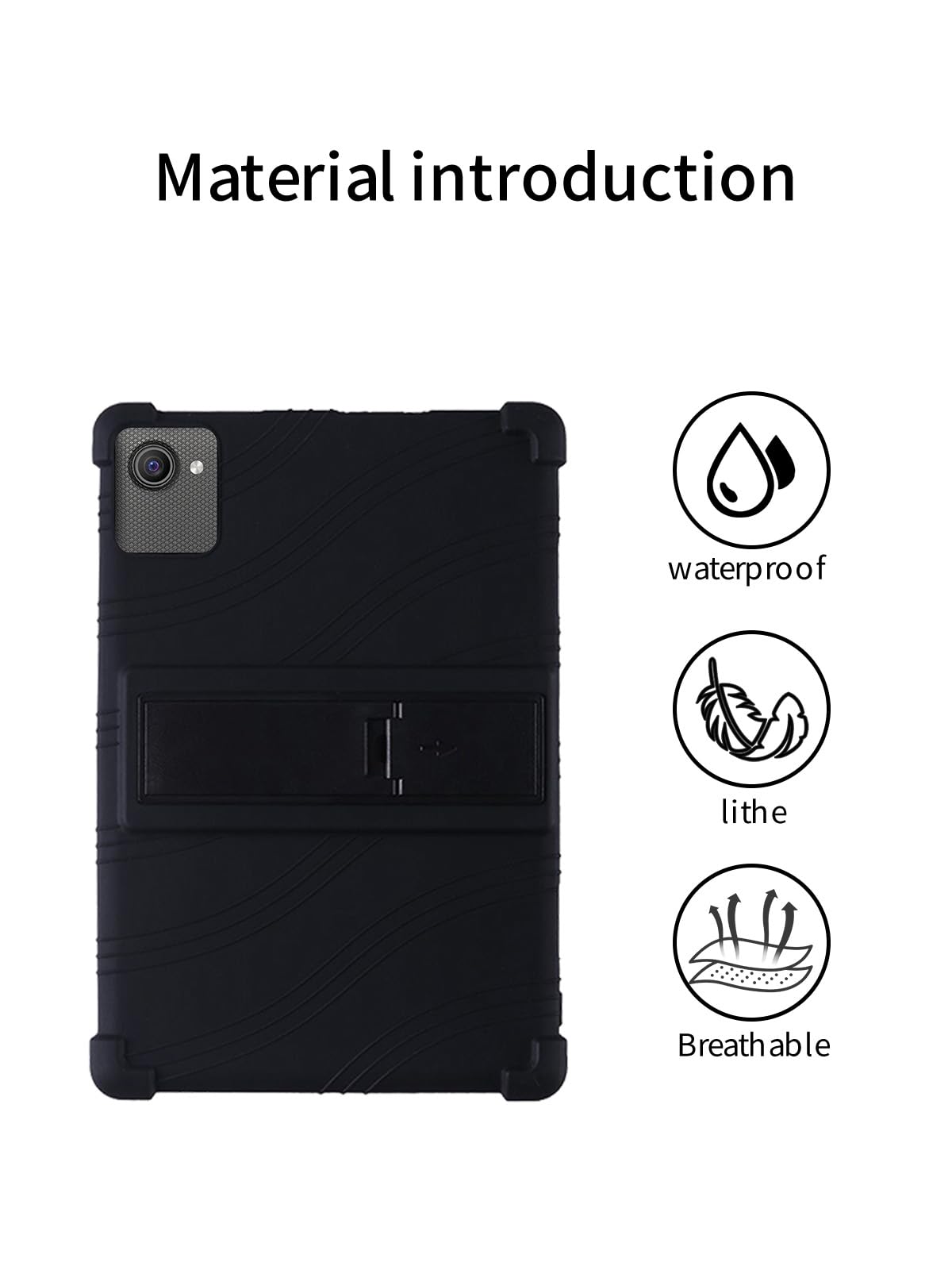 BOVUGAC - Funda para tablet HiGrace C10 de 10 pulgadas Android 14, silicona suave, soporte ajustable, a prueba de golpes, apto para niños, para HiGrace C10-1 de 10 pulgadas (color negro)