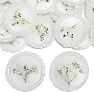 Wax Seal Stickers Baby's Breath Wedding Invitation Envelope Seal Stickers,50 Pcs Self- Adhesive White Dry Floral Stickers, Perfect for Bridal Shower Party Letter Envelope Gift Wrapping