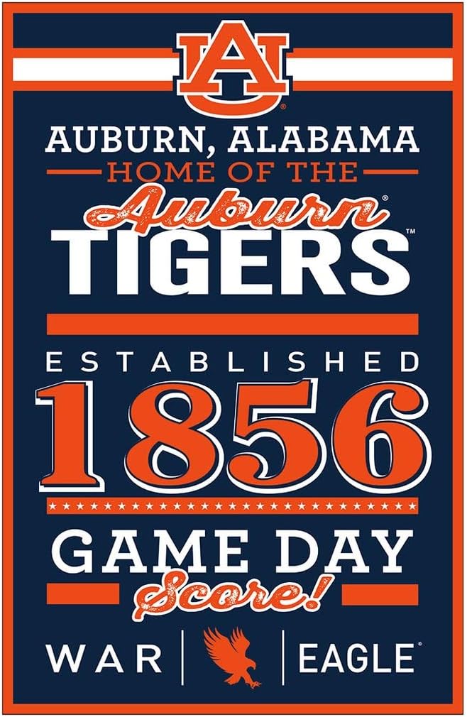 WinCraft NCAA Auburn Tigers SignWood Established Design, Team Color, 11x17