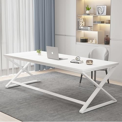 Miniatura 50 de IBF Escritorio grande para computadora negro, escritorio de escritura de 70.8 pulgadas de largo para oficina en casa, escritorio de estudio Roble